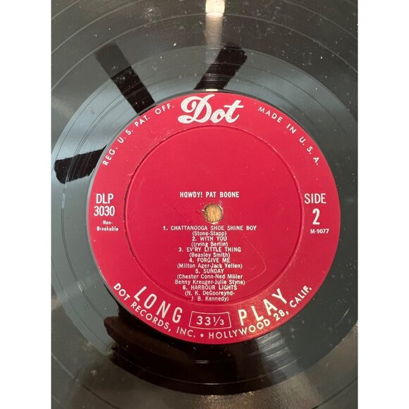 "Howdy!" By Pat Boone Vinyl Record 33 1/3 RPM Dot DLP-3030 Vintage 1950s - Picture 4 of 5